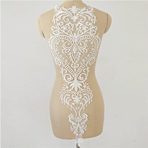 French Lace Wedding Dress Applique DIY Bridal Headdress Ivory Lace Collar Lace Fabric Patch