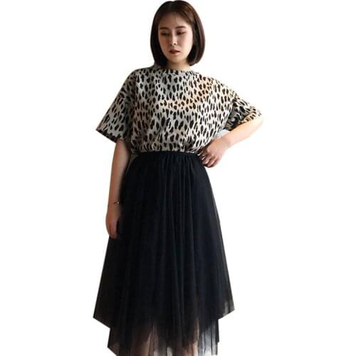 EDENCOMER New Spring Fashion 2019 Leopard-print Korean T-shirt Short Sleeved O-Neck Collar Top Cotton Loose Tee