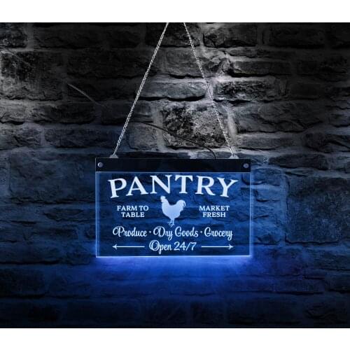 Pantry Custom LED Open Sign for Business Displays Farm To Table Market Fresh Day Goods Hanging Board Multi-color Lighting Decor