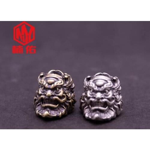 Chinese Style Zhong Kui Paracord Brass Knife Beads Outdoor EDC Retro Tool Accessory Pendant