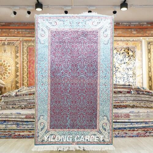 YILONG 3'x5' Handmade silk classical carpet hand knotted persian floral rug (HF234B)