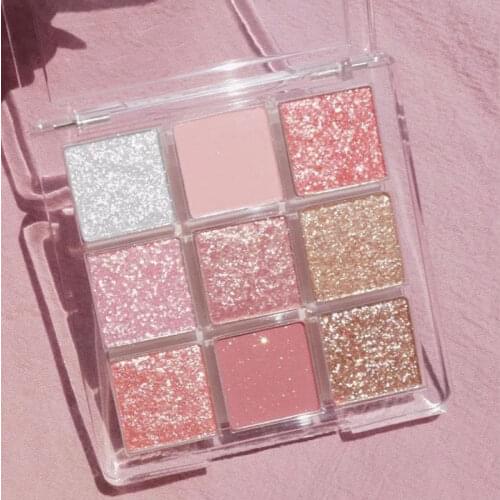Korean Acrylic Eyeshadow 9Color Palette Glitter Pearlescent Matte Earth Color Eye Shadow Kit