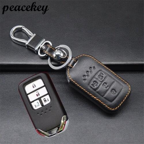 Peacekey 4 Button Smart Key Leather Case Cover For HONDA/CIVIC 2016 New Car Key Protection Shell Case With Chain
