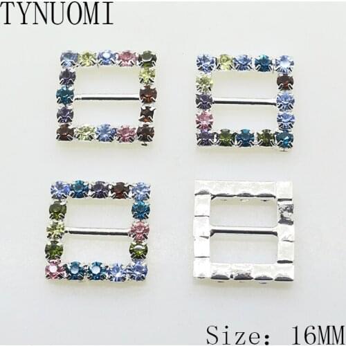 Hot 10pcs / lot16MM Square Rhinestone Rod Buckle Gift Bag Accessories DIY Craft Color Decorative Irbbon Material Sale Price