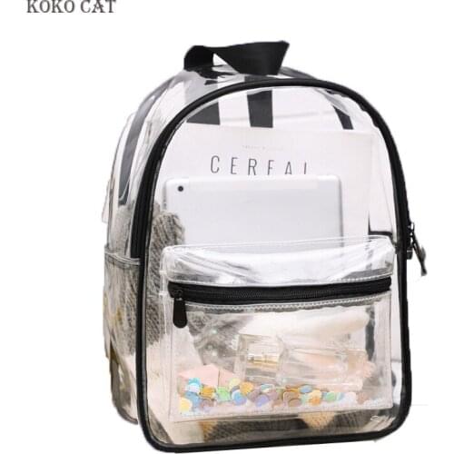 Fashion Transparent Waterproof Pvc Beach Bag Holographic Women Bagpack Primary Mini Schoolbag for Teenage Girl Mochila Feminina