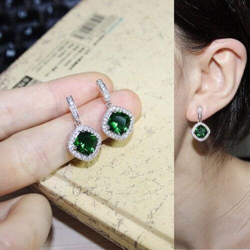 IDESTINY 11.11 Sale Square Drop Earrings with Princess Cut Cubic Zirconia Luxury Bridal Wedding Earings Jewelry Gift for Women