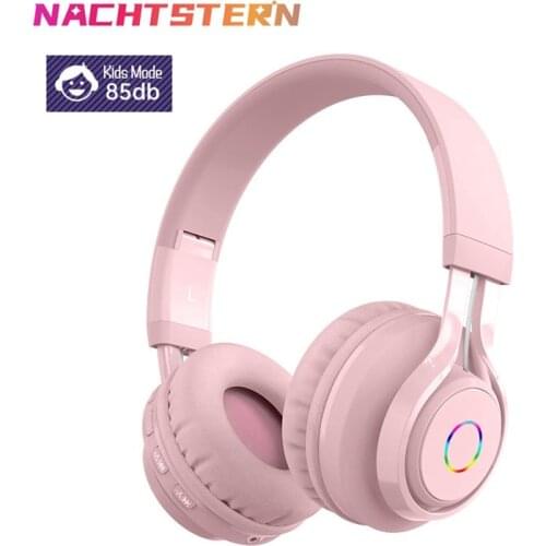 Fashion Girl Helmet RGD Light Bluetooth Headphone HIFI Fone Bluetooth Auriculares with Mic 85db Kids Wireless Earphones For PS4