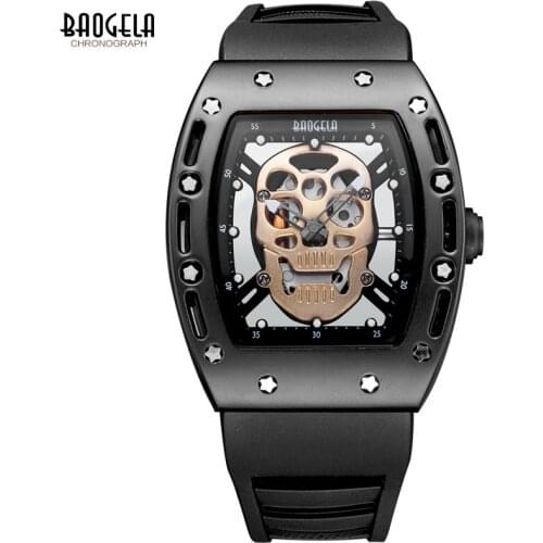 Baogela Cool Skull Mens Watches 2020 Luxury Top Brand Quartz Watches Fashion Gold Black Waterproof Sport Wristwatch Men 1612