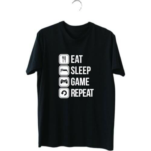 Mens Tshirt men Unisex Eat Sleep Game Repeat Summer Clothing Fashion Short Sleeve Cotton T-shirt Summer Tshirt Unisex