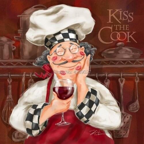 Funny Chef 5D DIY Paint By Diamond Kit Mosaic Pattern Diamond Painting Cartoon Character Full Square Round Drill Cross Stitch