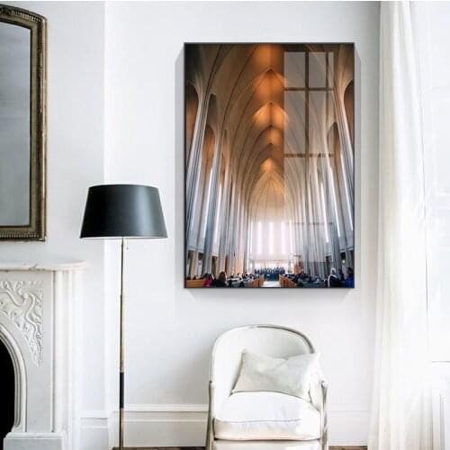 Nordic Building Landscape Photography Stairs Hallway House Character Canvas Painting Wall Picture Poster Living Room Decoration