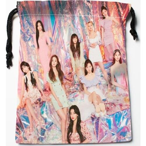 Custom Twice KPOP Star Drawstring Bags Wedding Party Christmas Gift Pouches Packing 18x22cm Satin Fabric Storage Bag 0603