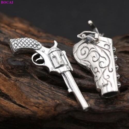 BOCAI 100% S925 Sterling silver pendant Fashion classic Handgun Thai silver jewelry Pure Argentum pendant for men and women