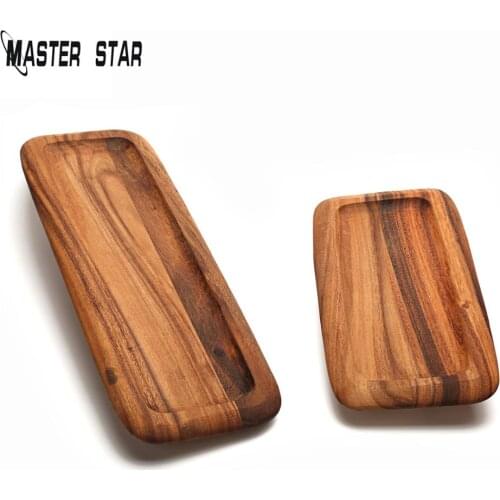 Master Star Japanese Style Rectangle Wooden Dessert Plate Original Acacia Confusa Wood Fruit Bread Long Tray plank