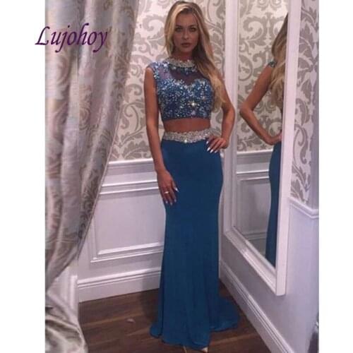 Luxury Long Evening Dresses Party Plus Size Two 2 Piece Mermaid Women Ladies Sexy Prom Formal Evening Gowns Dresses 2019