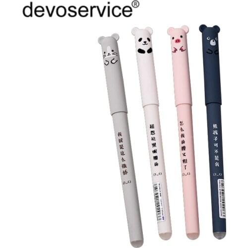 4Pcs/Lot Kawaii Cartoon Animals Erasable Pen Magic Gel Pen 0.38mm Blue Ink School Office Writing Supplies Student Stationery