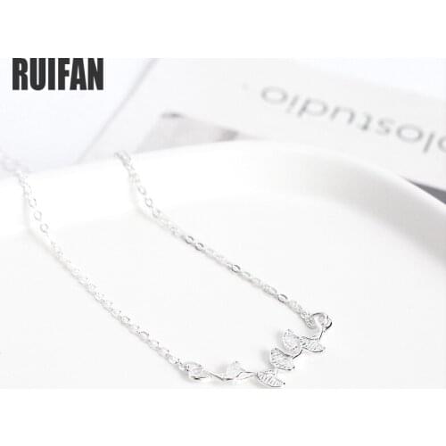 Ruifan Fashion Ginkgo Leaves 925 Sterling Silver Link Silm Chain Bracelet for Women Bracelets Femme Jewelry Accesorios YBR147