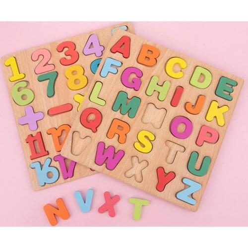 Alphabet Digital Wooden Toys Children 20x20cm Kid Number Letter Matching Jigsaw Board Learning Toy Puzzle Jigsaw for Children