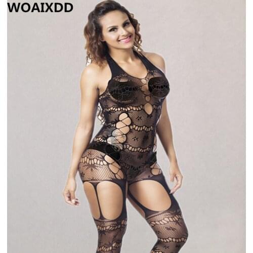 Sexy Lingerie women Pantyhose Underwear Mesh Lace Intimates Pajamas Babydolls Erotic Teddies costumes open crotch bodystocking