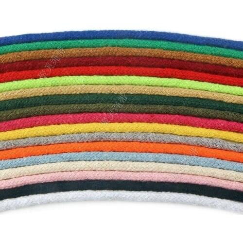 Grey Braided Round Cotton Thread 5mm Solid Cotton Cords Rope