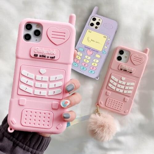 Cute Pink Love Heart Kid Girl Gift Phone Case For iphone 12 11 Pro Max mini XR XS X 6 7 8 Plus SE 2020 Soft Silicone Back Cover