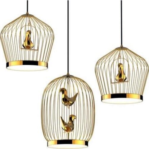 Nordic Italy Designer Creative Bird Cage Pendant Light Art Loft Led Light Dining Room Bar Studio Hanging Light Fixtures