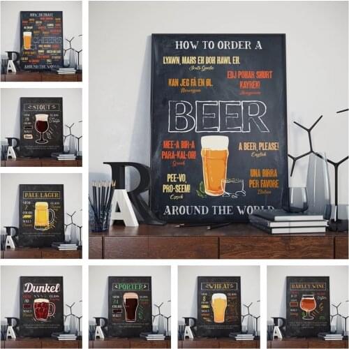 Wine Beer Creative Letters Retro Painting Art Home Decor Bar Cafe Restaurant Living Wall Decor Picture Quality Canvas Poster 897