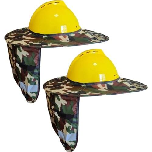 WXTF 2 Pack Sun Visor Hard Hat Sun Shield with Ventilation Holes Reflective Strip Full Brim Neck Shade for building Worker