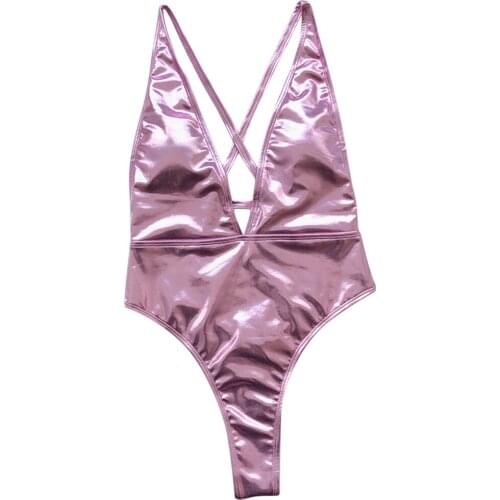 4 Colors Bright Leather Bikini Backless Swimsuit Separate WomenS Swimsuit 2020 New Bikini Fashion Push-Up Swimsuit Donna Z0311