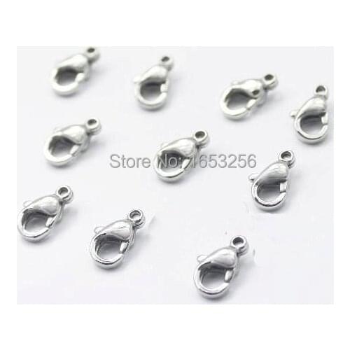 Lot 100pcs 9mm Stainless Steel Lobster Clasps & Hooks Jewelry Findings & Accessorie Polished