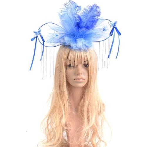 Lady Bridal Fascinator Feather Lace Bowknot Wedding Party Pillbox Hat Cocktail Ascot Races Headwear Hairpin Handmade Accessories