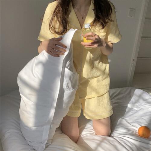 Womens Pajamas Cotton Summer Suits with Shorts Pyjama Pour Femme Home Clothes Nightwear Sleepwear Nightgown Pijamas Lounge Wear