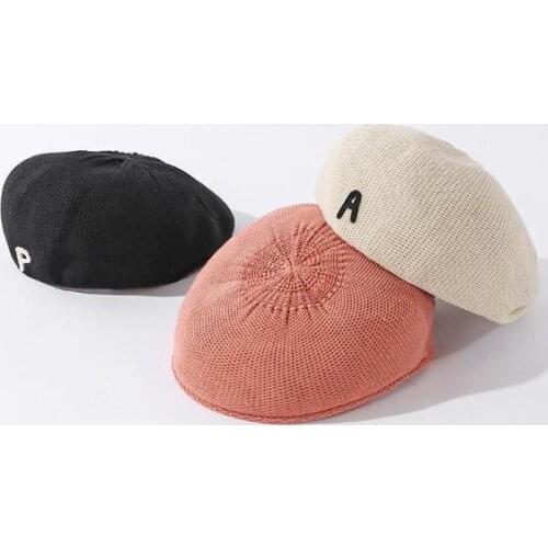 Women Spring Autumn Berets Female Vintage letter Newsboy Flat Cap Ladies Knitted Artist Painter Beret Hat Women Beret Caps