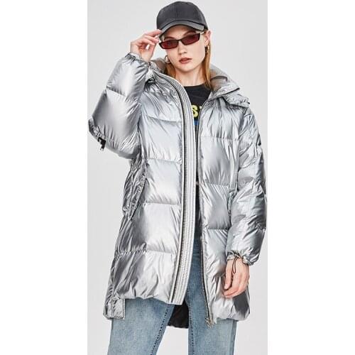 2020 Winter Thick Stand Collar Hooded White Duck Down Material Loose Style Women Warm Long Coat Casaco Feminino
