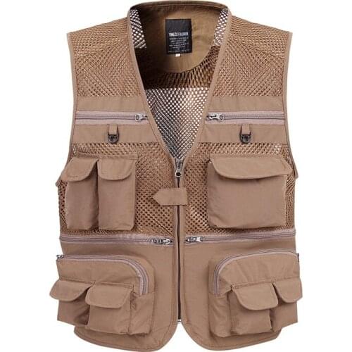 Large Size 5XL Mesh Quick-Drying Vests Male with Many Pockets Mens Breathable Multi-pocket Fishing Vest Work Sleeveless Jacket