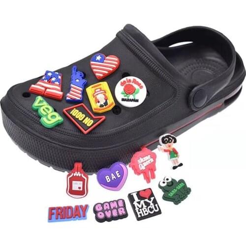 1pc Letters Rose Girl PVC Shoe Charms Accessories Decoration DIY Sandals Garden Shoes Ornaments Kids Xmas Party Gifts