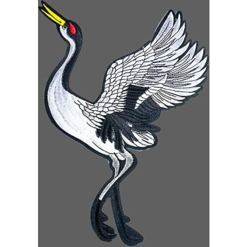 1PCS Red-crowned Crane Embroidery Patches Iron on Patch Badge Clothes Fabric Transfers Applique Sewing Bird DIY Accessories