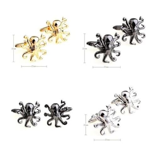 20pairs/lot Octopus Cufflinks Copper Plating Gold/Silver/Gunblack Octopus Cuff Links Shirt Cuff Button Mens Jewelry Wholesale