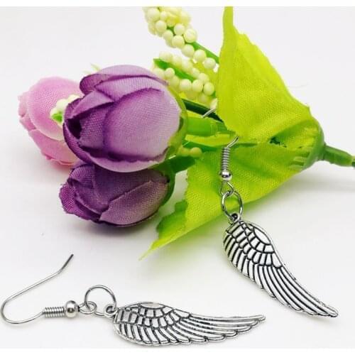 20 Pairs Fashion Angel Wings Earrings For Women Charm Feather Stud Earring Punk Retro Metal For Alloy