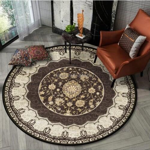 200cm European Retro American Persian Style Brown Living Room Bedroom Hanging Basket Chair Round Floor Mat Carpet Customization