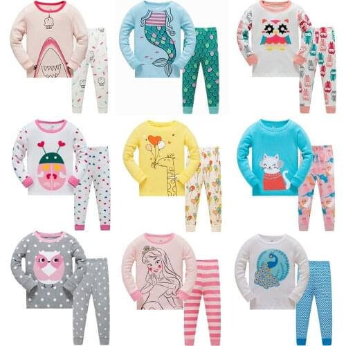 2020 baby cartoon pajamas Girl Pajamas Set blouses and trousers kids 2-Piece Sleepwear Cotton clothing set 3y-8y