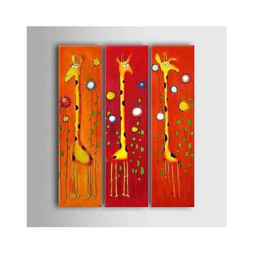 3pcs Hand Painted Canvas Painting-Animal Oil Painting Wall Art-Modern Canvas Art Wall Decor