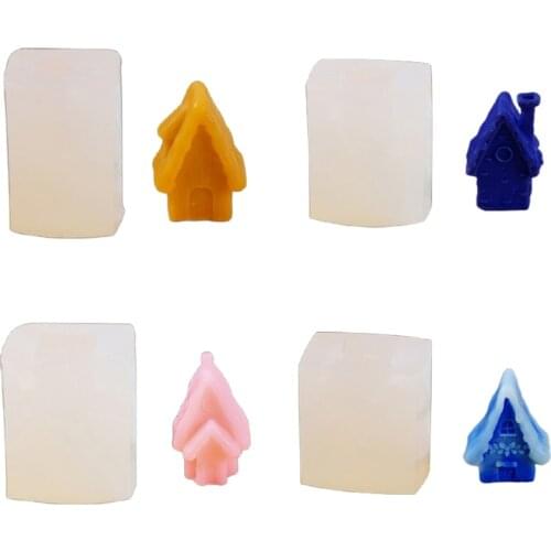 3D Cristmas Tree House Candle Mold Silicone Soap Making Mould Fondant Cake Chocolate Decorating DIY Baking Tool