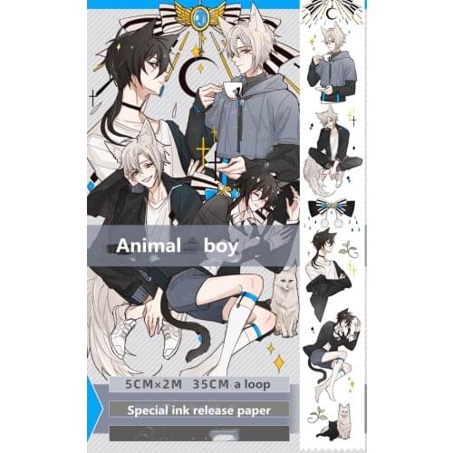5cm Cartoon Anime cat boy decoration washi Tape character Stationery sticker DIY planner Diary scrapbooking masking tape Escolar