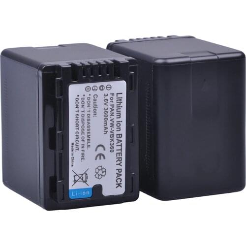 2X3600mAH VW-VBK360 VW VBK360 VWVBK360 Camera Battery for Panasonic HDC-HS80 SD40 SD60 SD80 SDX1 SDR-H100 H85 H95 HS60 HS80 TM60