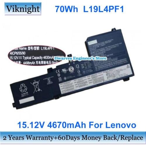70Wh 15V L19M4PF1 Battery For Lenovo L19C4PF1 15.2V L19L4PF1 15.12V Laptop Rechargeable Battery Packs 4670mAh 4Cells