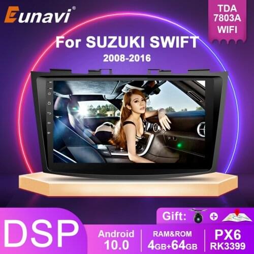 Eunavi Double 2 Din Car radio dvd multimedia For Suzuki Swift 2008-2016 2din Stereo headunit GPS Autoradio NO CD Android 10