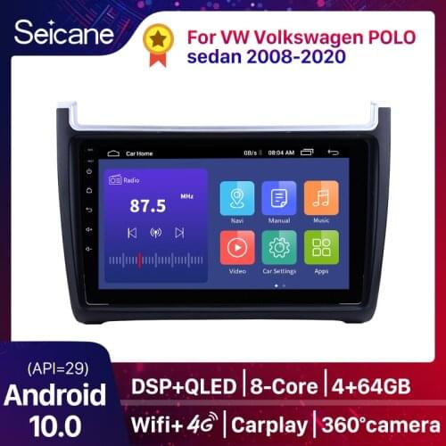 Seicane 2Din Android 10.0 9 Inch GPS Head Unit Bluetooth Car Radio For VW Volkswagen Polo 2012 2013 2014 2015 Multimedia Player