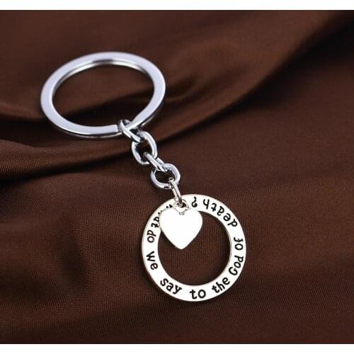 12PC Wholesale We Says To The God Of Death Heart Love Pendant Charm Keychain Gifts Family Friends Teacher Charm Keyring Keyfob