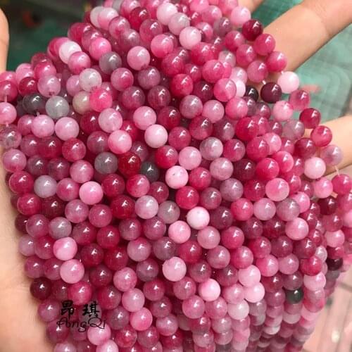 Natural Pink Angelite Stone Beads Round Loose Spacer Beads 15'Strand 4/6/8/10mm For Jewelry Making DIY Charm Bracelets Necklace